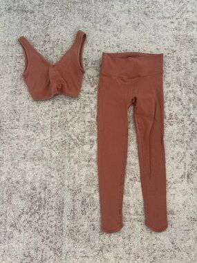 Gymshark Ribbed Two-Piece Active Set in Rust